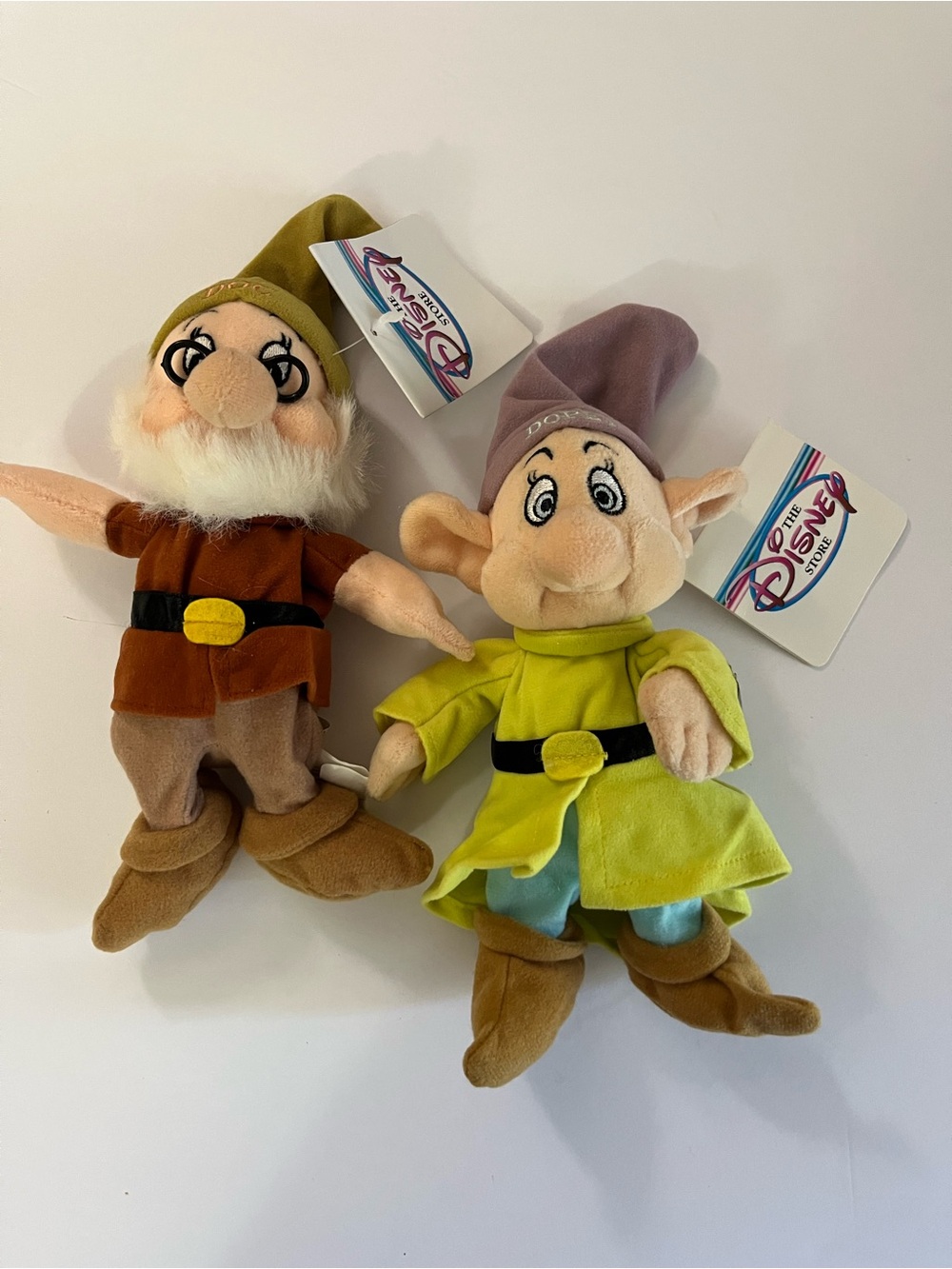 Disney Dopey and Doc Plush Duo - Green, Brown, Purple Hats